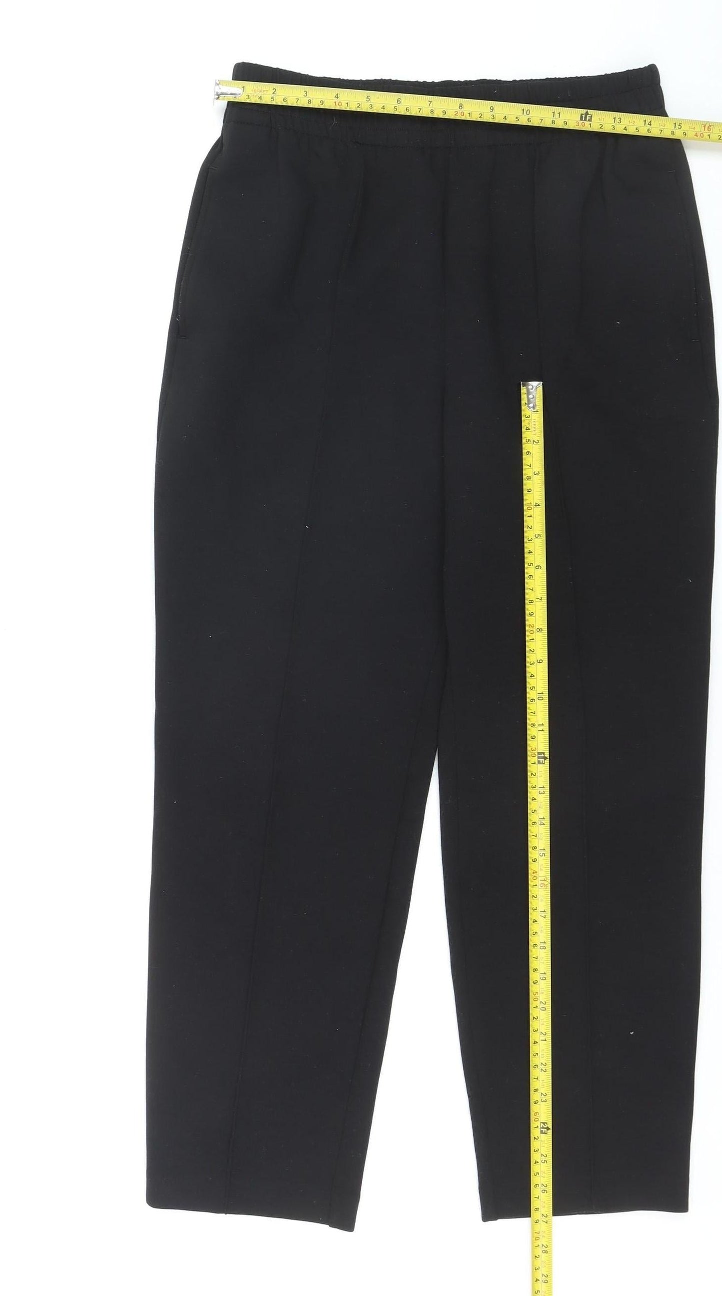Dunnes Women Black Small Elastic Waist Tapered Trousers