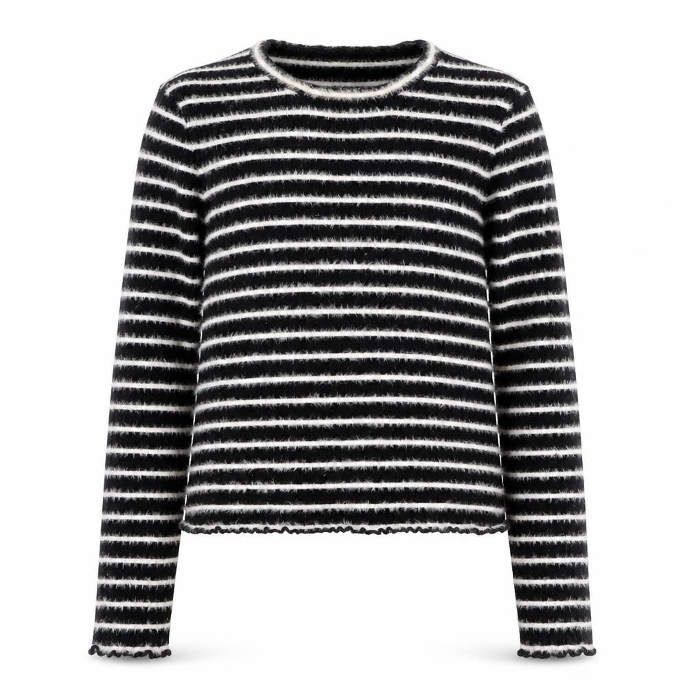 Savida Girls Black & White Striped Pullover Jumper Medium Knitwear