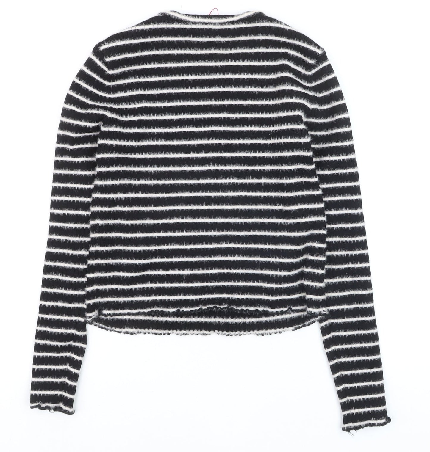 Savida Girls Black & White Striped Pullover Jumper Medium Knitwear