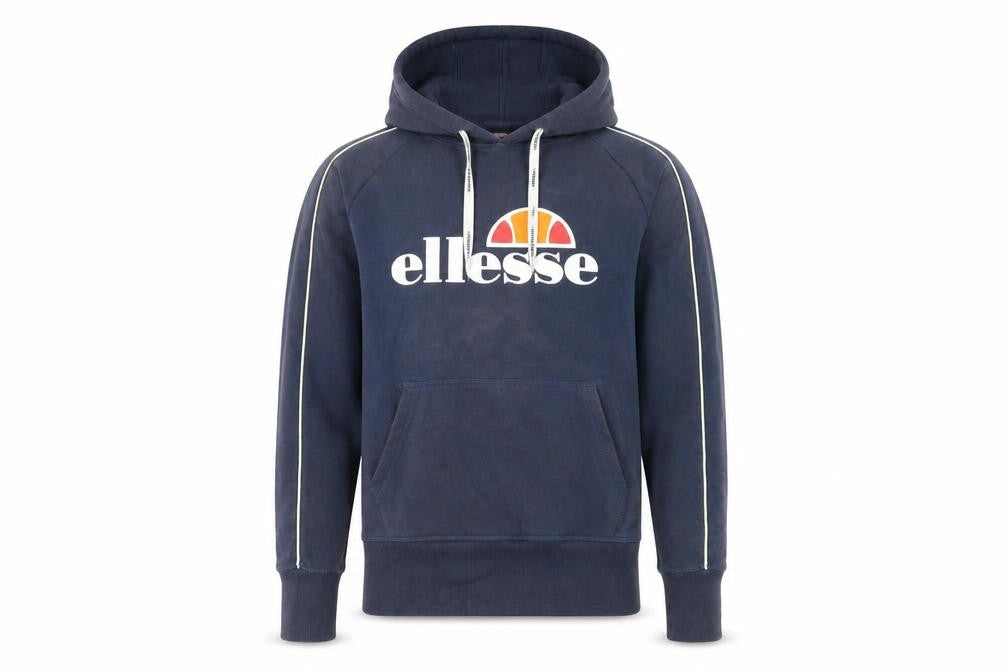 Ellesse Mens Blue Pullover Hoodie Size M Logo Fleece Sweatshirt