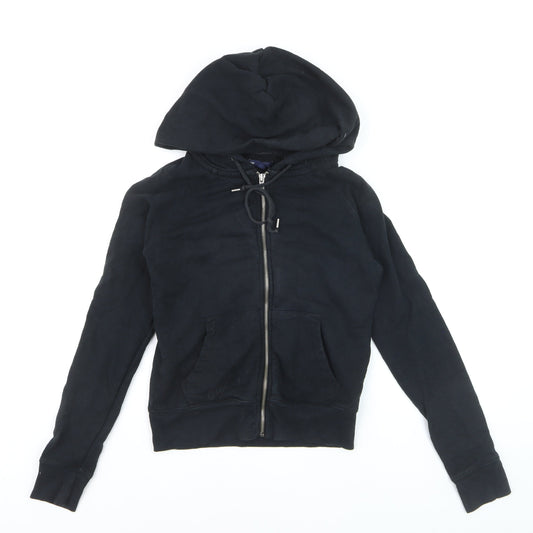 Preloved GAP Men’s Black Full Zip Hoodie Small Cotton Blend - Front