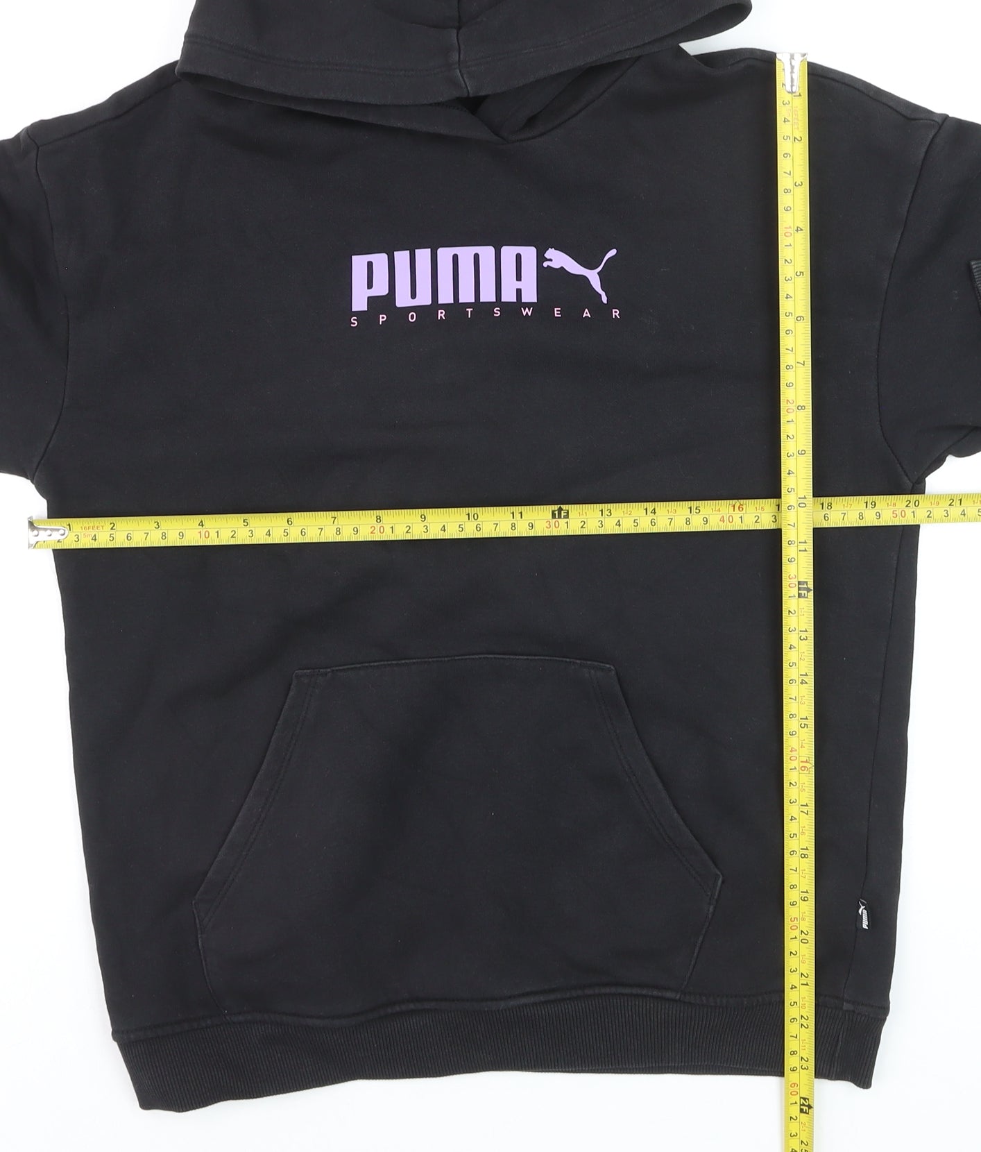 Puma Boys Black Hoodie 15-16 Years Pullover Hooded Sweatshirt