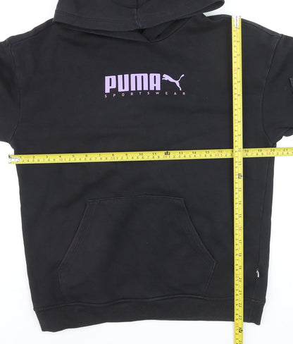 Back view of Puma boys’ black hoodie 15-16 years pullover hooded sweatshirt