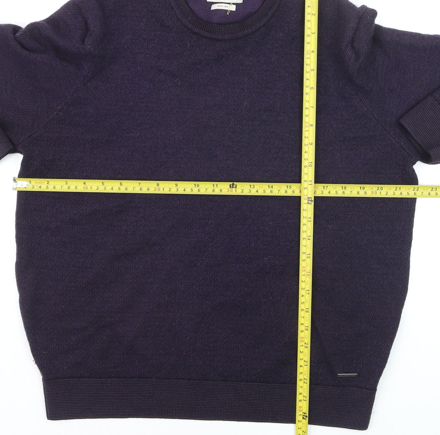 Bugatti Men’s Purple Wool Mix Crew Neck Jumper Size 2XL