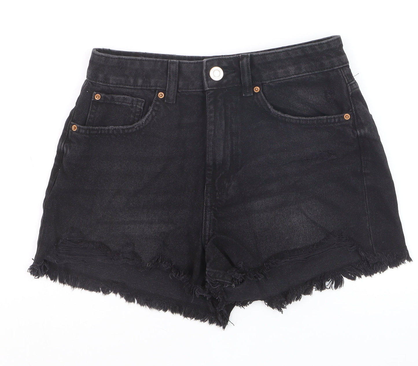 Primark Women’s Black Denim Cut-Off Shorts Size 6 High Rise