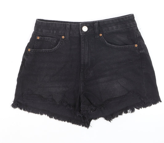 Primark Women’s Black Denim Cut-Off Shorts Size 6 High Rise