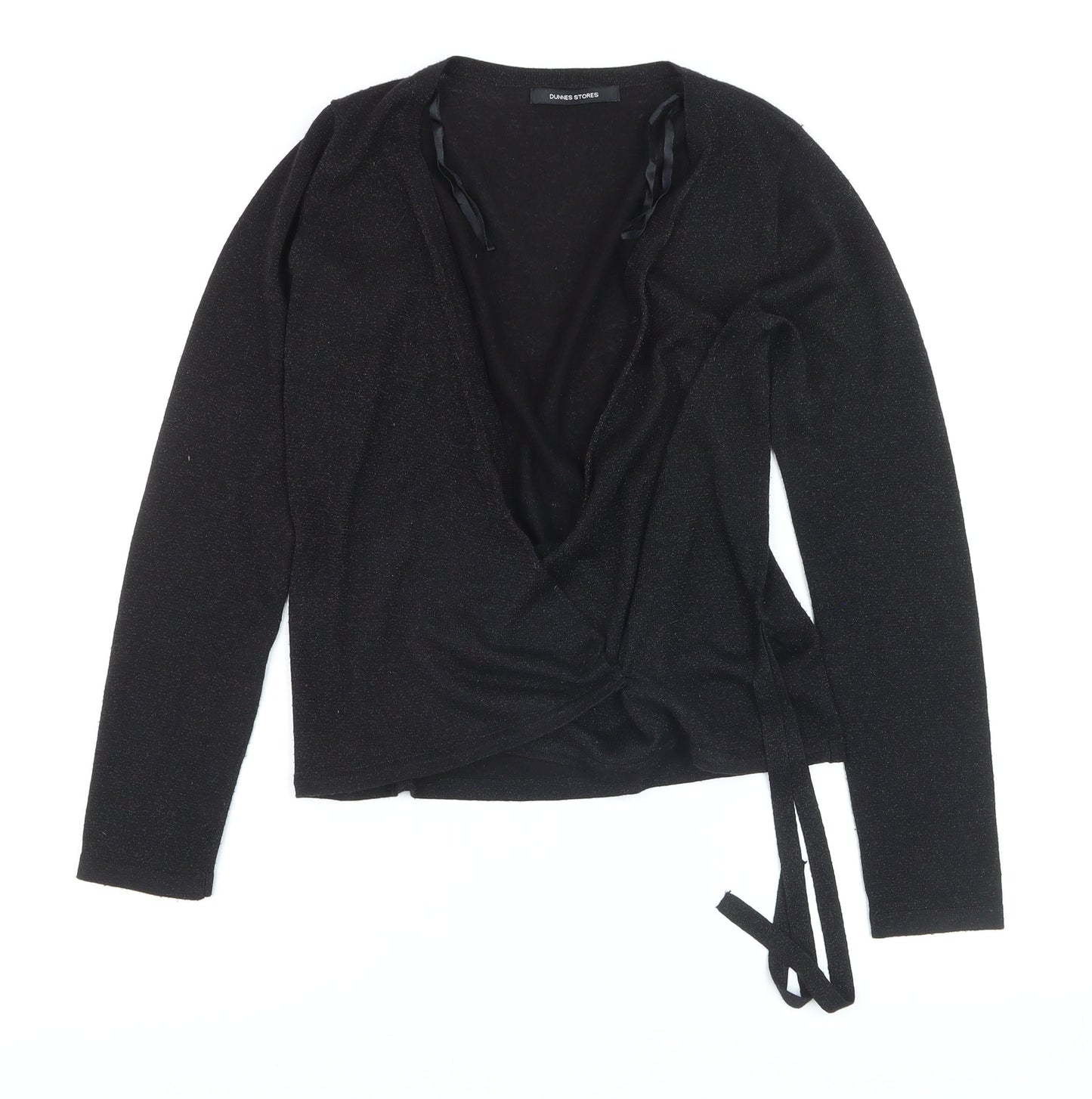 Dunnes Stores Women’s Black Wrap Jumper Small Knit Long Sleeve