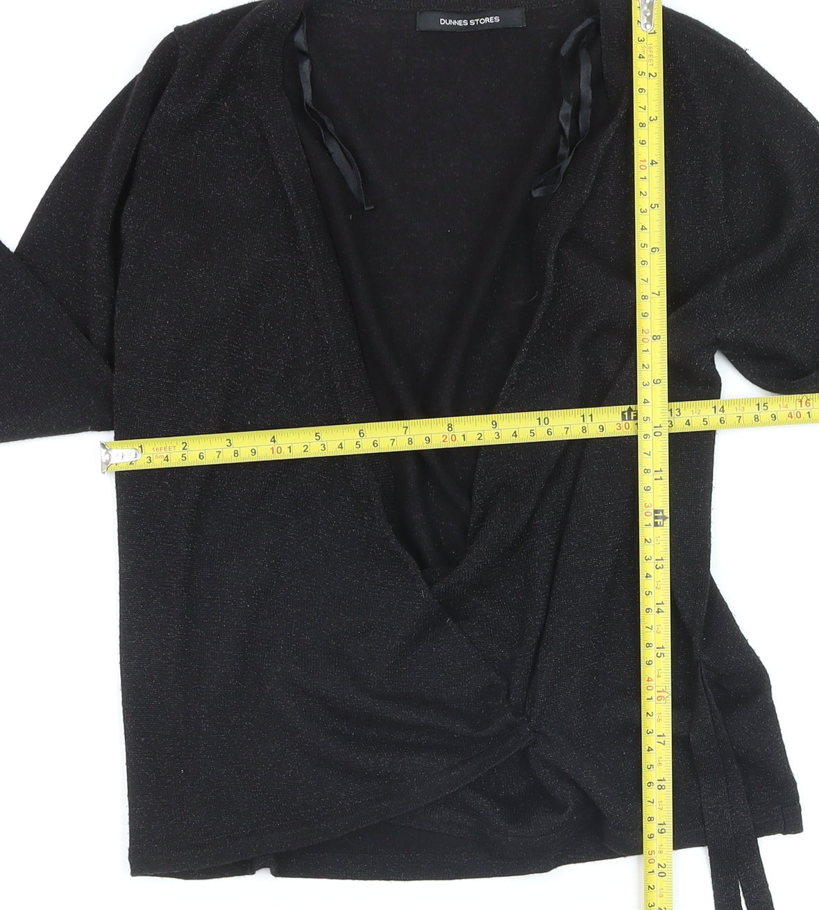 Dunnes Stores Women’s Black Wrap Jumper Small Knit Long Sleeve