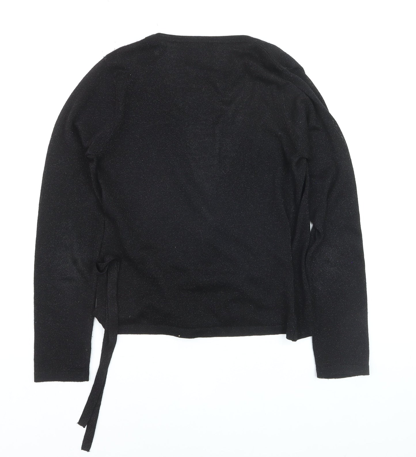Dunnes Stores Women’s Black Wrap Jumper Small Knit Long Sleeve