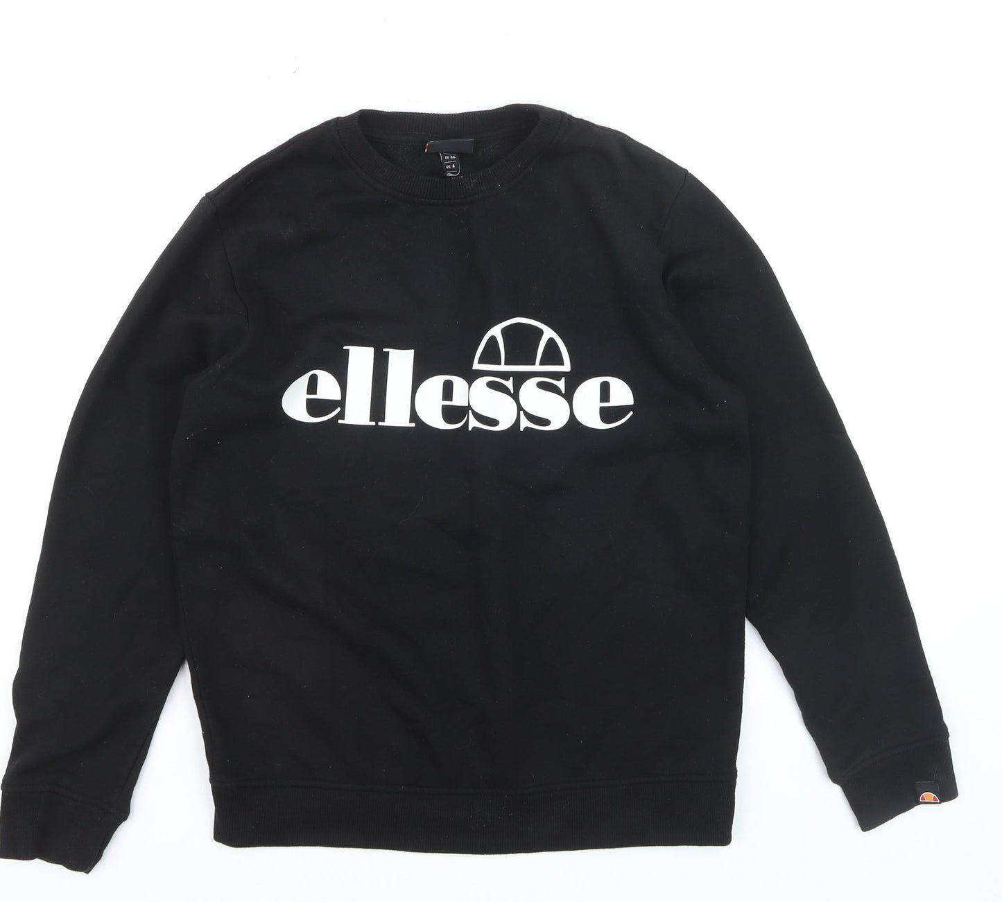 Ellesse Boys Black Crew Neck Pullover Jumper UK 8 Logo Sweatshirt