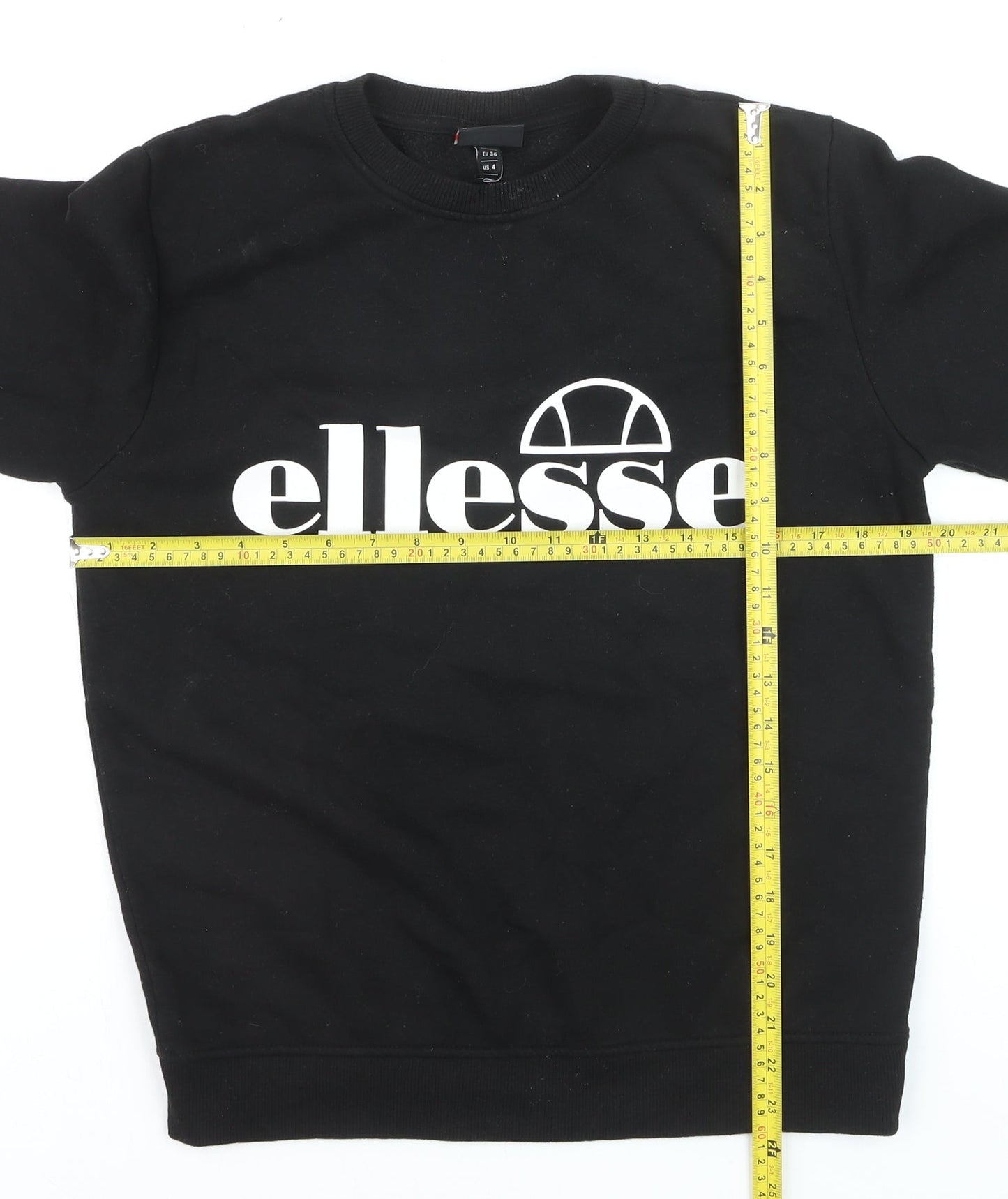 Ellesse Boys Black Crew Neck Pullover Jumper UK 8 Logo Sweatshirt