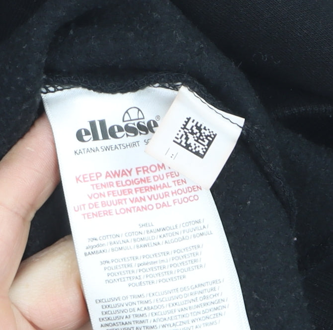Ellesse Boys Black Crew Neck Pullover Jumper UK 8 Logo Sweatshirt