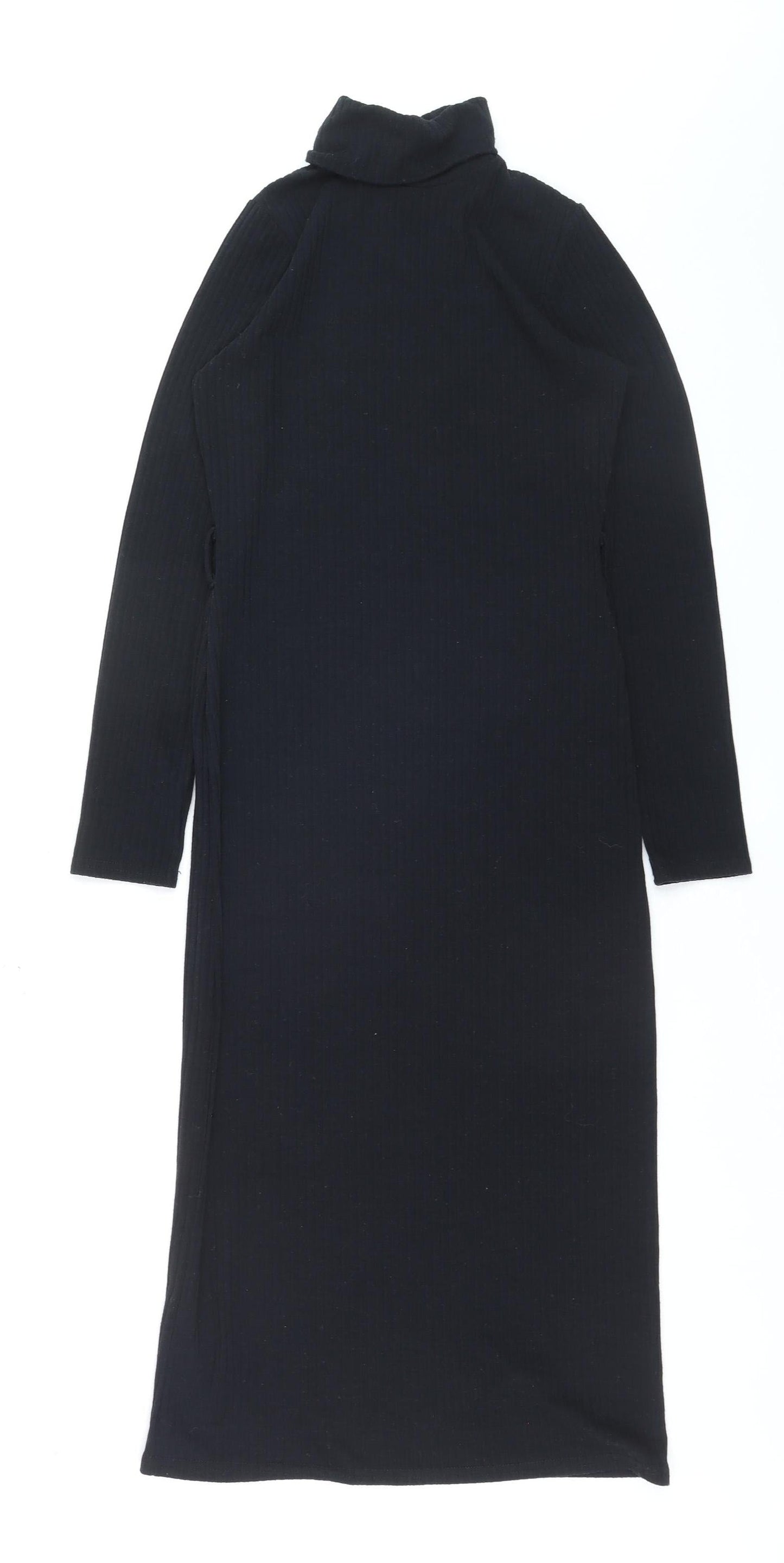New Look Womens Black Size 8 Bodycon Midi Roll Neck Long Sleeve Dress