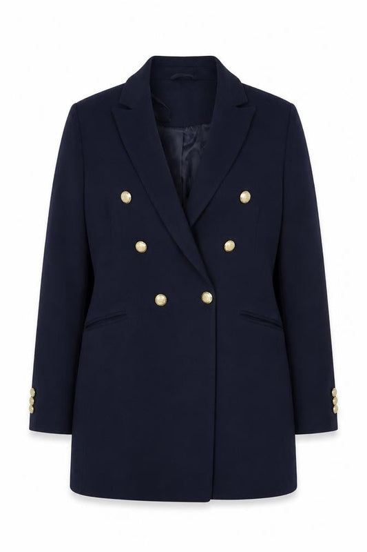 Gallery Women Blue Double-Breasted Blazer UK 16 Gold Buttons
