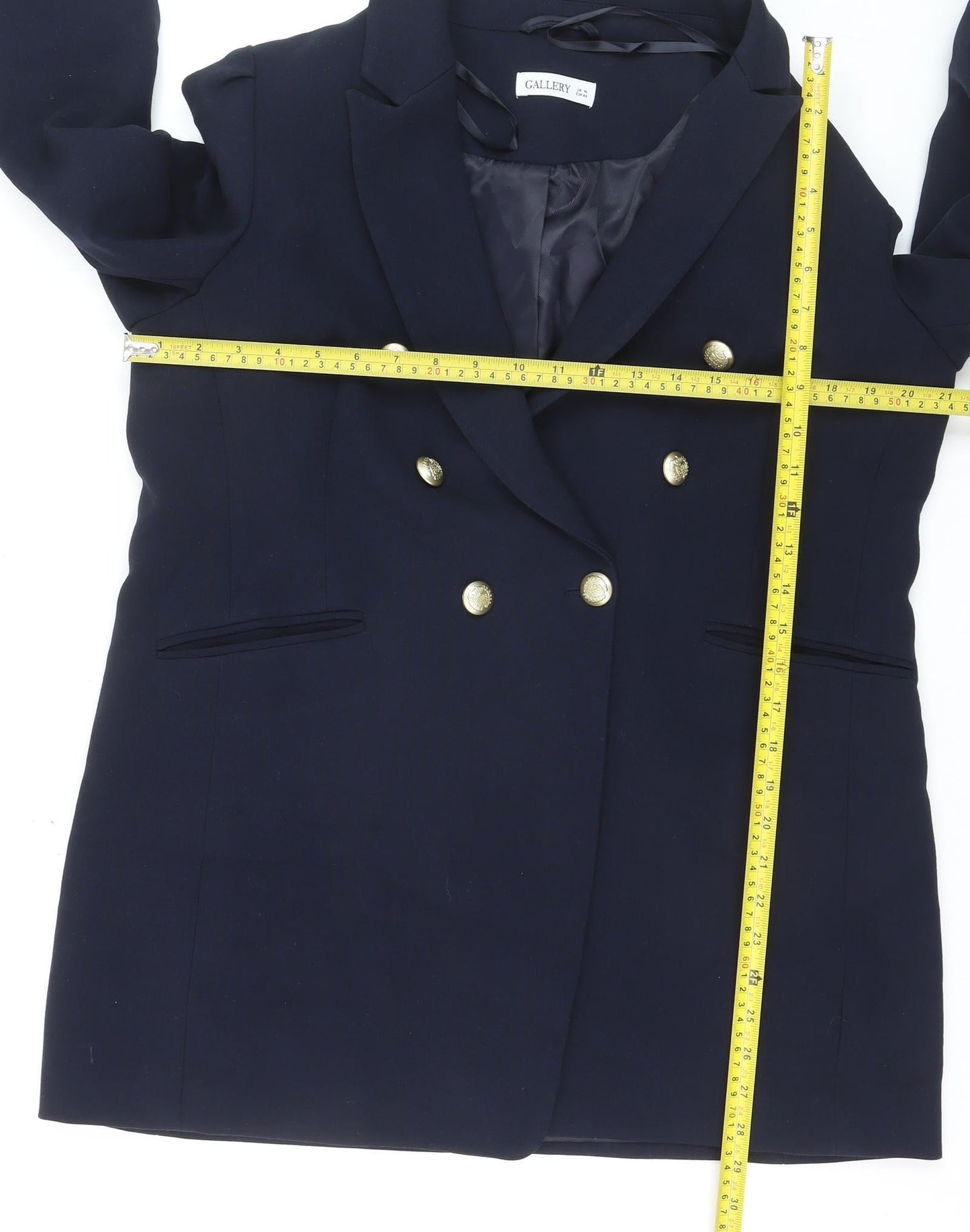 Gallery Women Blue Double-Breasted Blazer UK 16 Gold Buttons