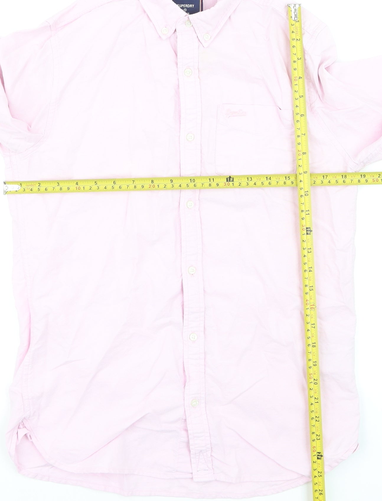 Superdry Men's Pink Cotton Button-Down Long Sleeve Dress Shirt Size S