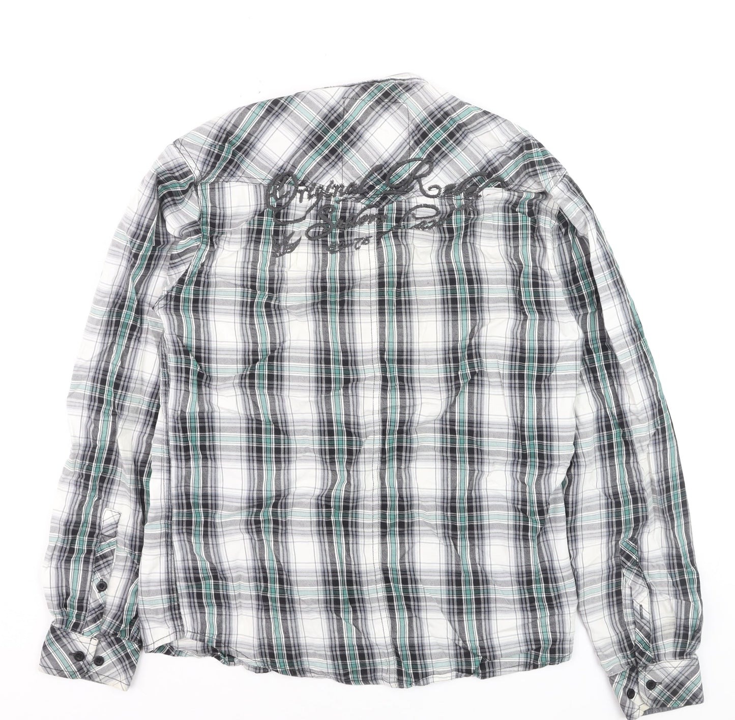 Jack & Jones Men's Green Checked Cotton Long Sleeve Casual Shirt L