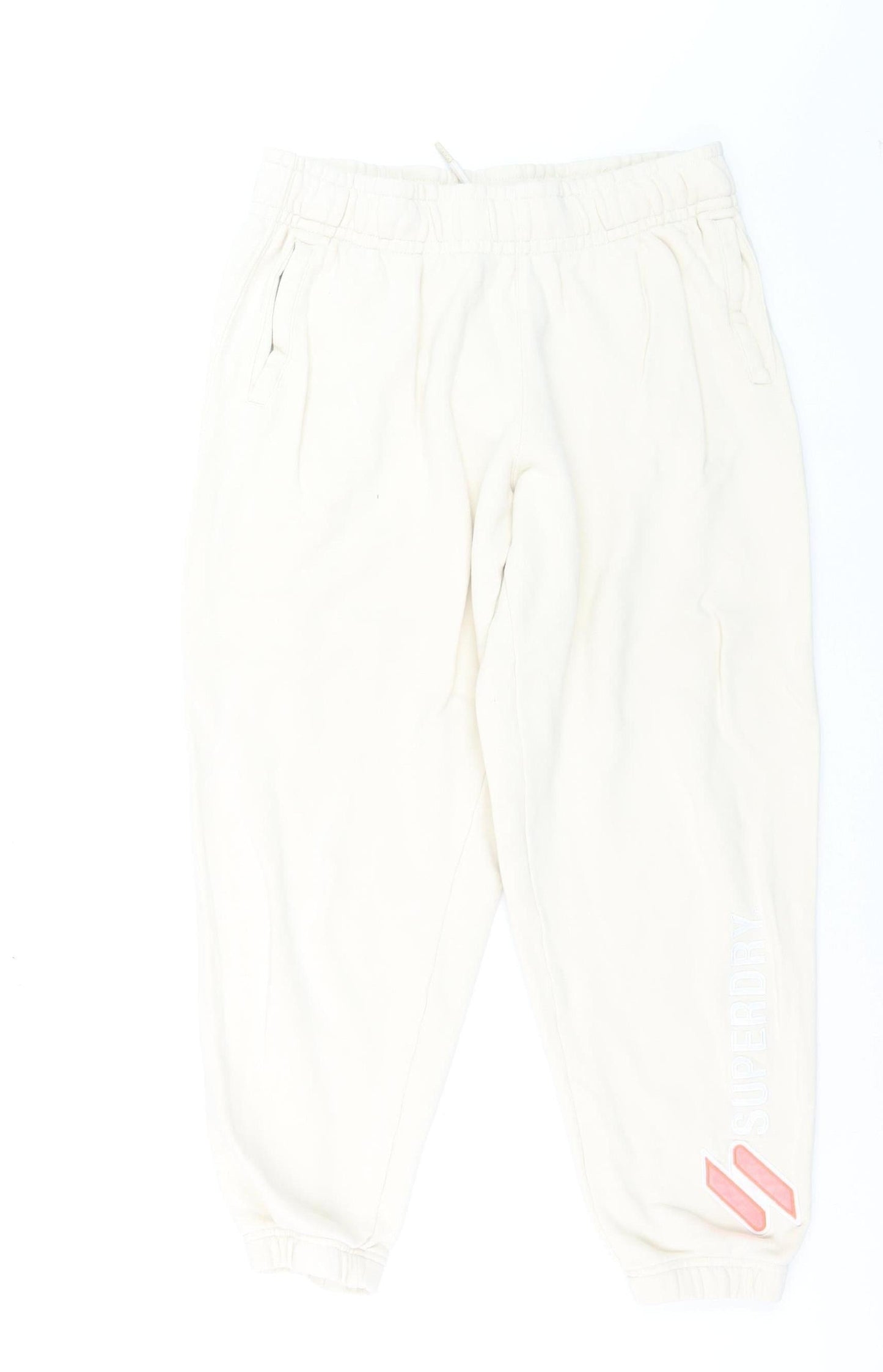 Superdry Girls Ivory Jogger Trousers Size 12 Years Cotton Blend