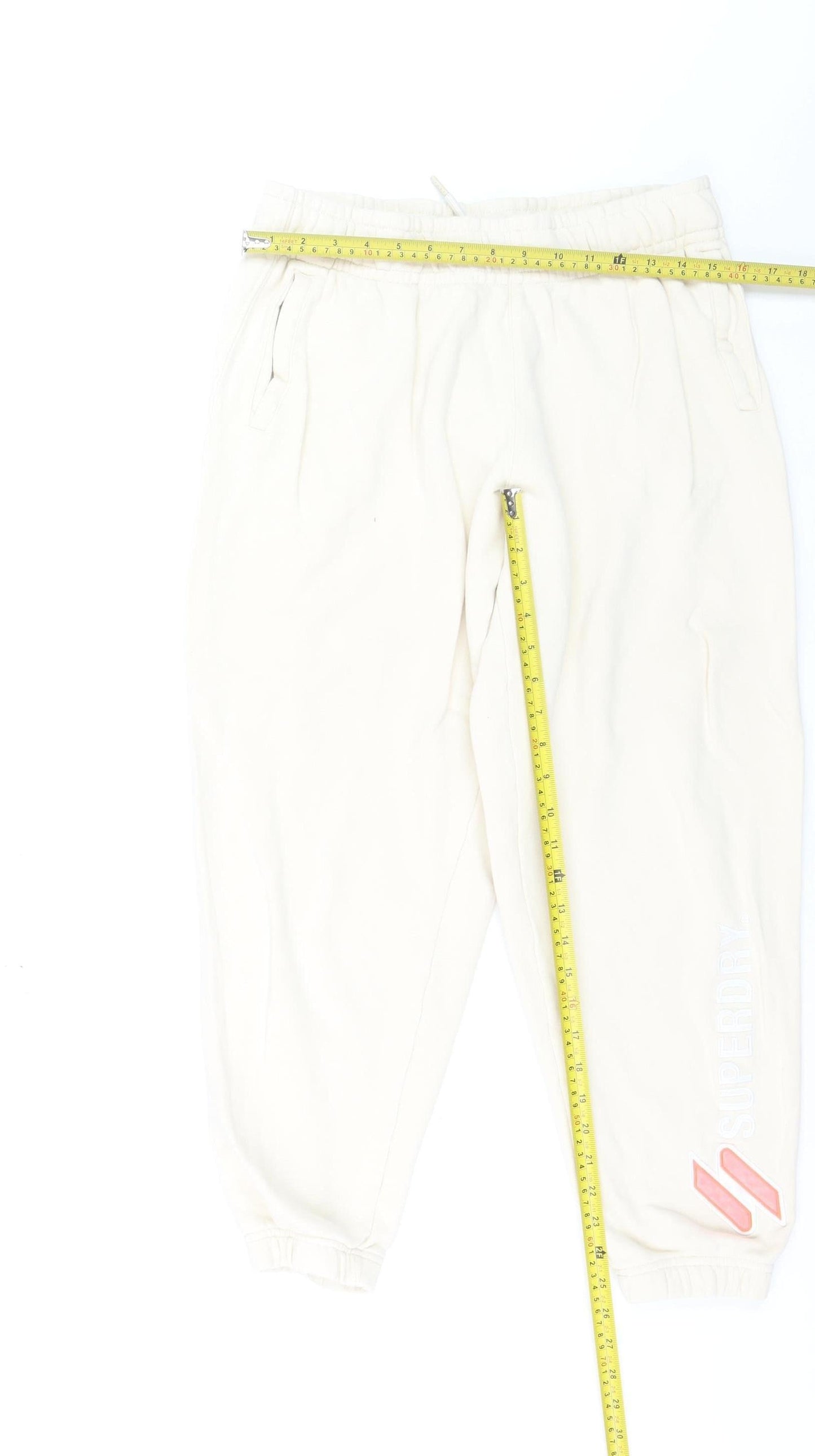 Superdry Girls Ivory Jogger Trousers Size 12 Years Cotton Blend