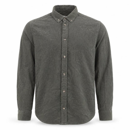 Anerkjendt Men's Green Corduroy Long Sleeve Button-Down Shirt Size S