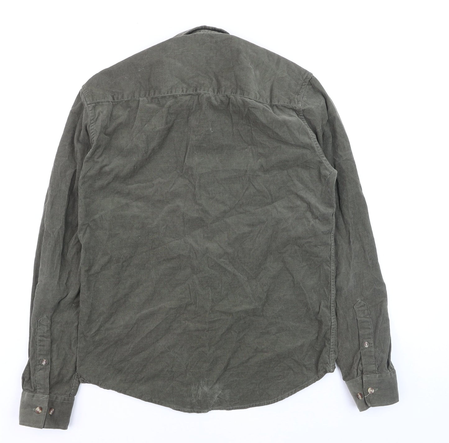Anerkjendt Men's Green Corduroy Long Sleeve Button-Down Shirt Size S
