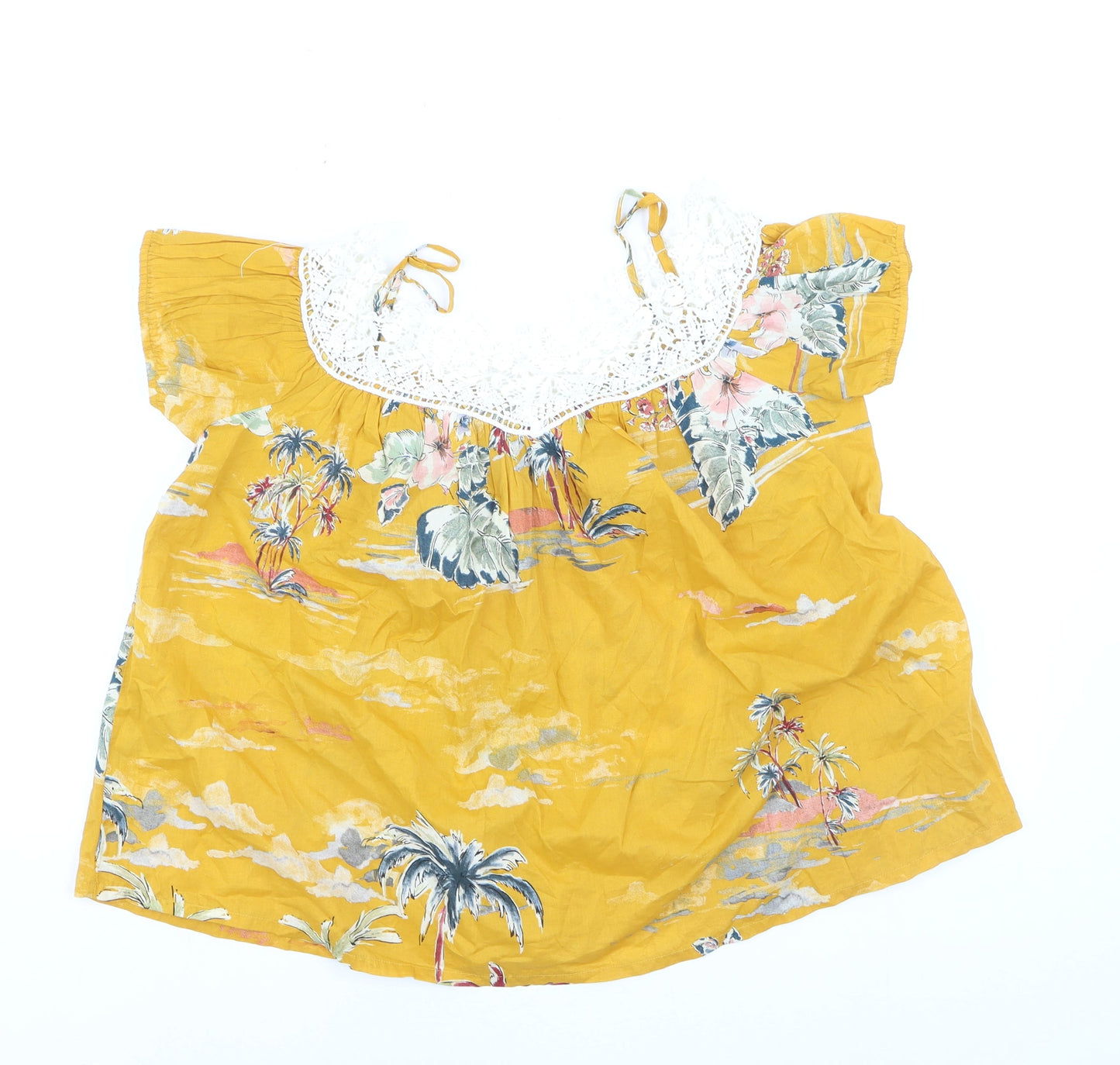 Benetton Women’s Yellow Bohemian Cotton Blouse XS