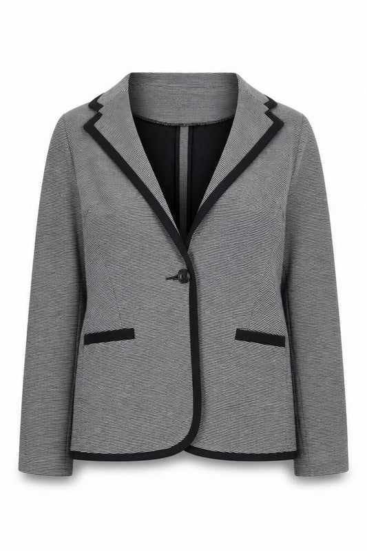 Select Women Grey Striped Blazer UK 14 Long Sleeve Classic Style