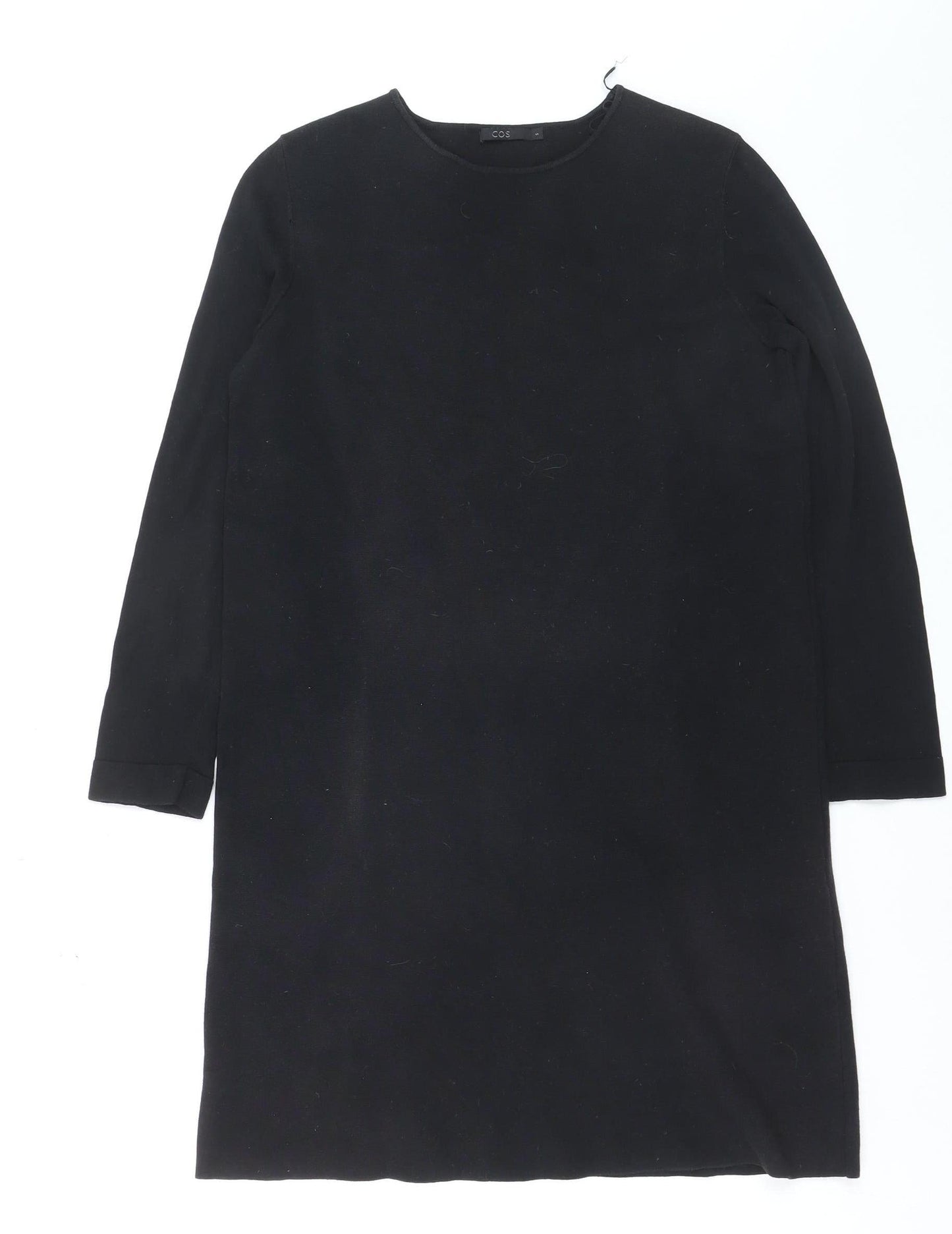 COS Women Black Wool Blend Shift Dress Size S Long Sleeve