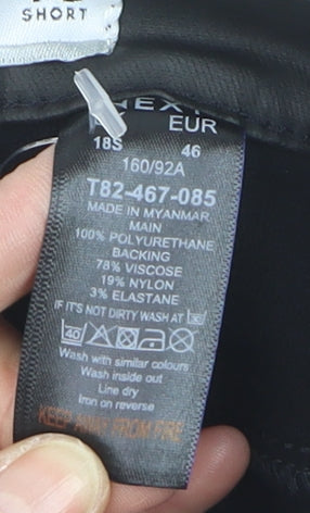 Next Women's Black High Rise Skinny Faux Leather Trousers Size 18 Short