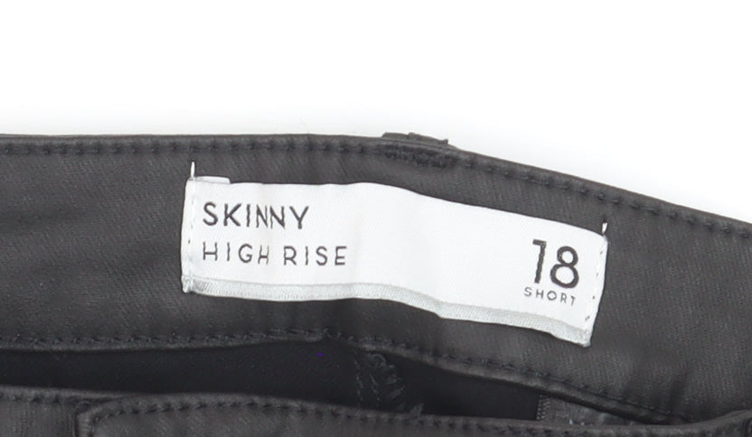 Next Women's Black High Rise Skinny Faux Leather Trousers Size 18 Short