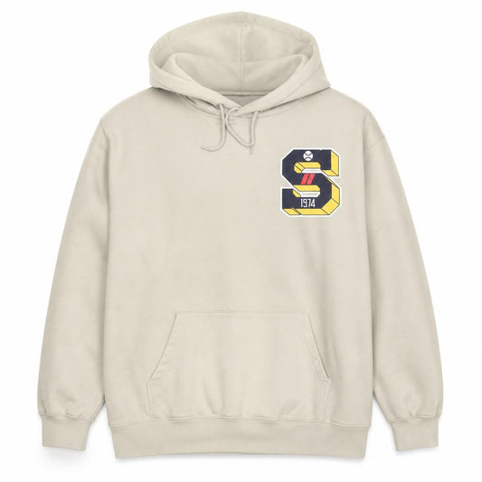 H&M Men’s Beige XL Pullover Hoodie Regular Fit Graphic Print
