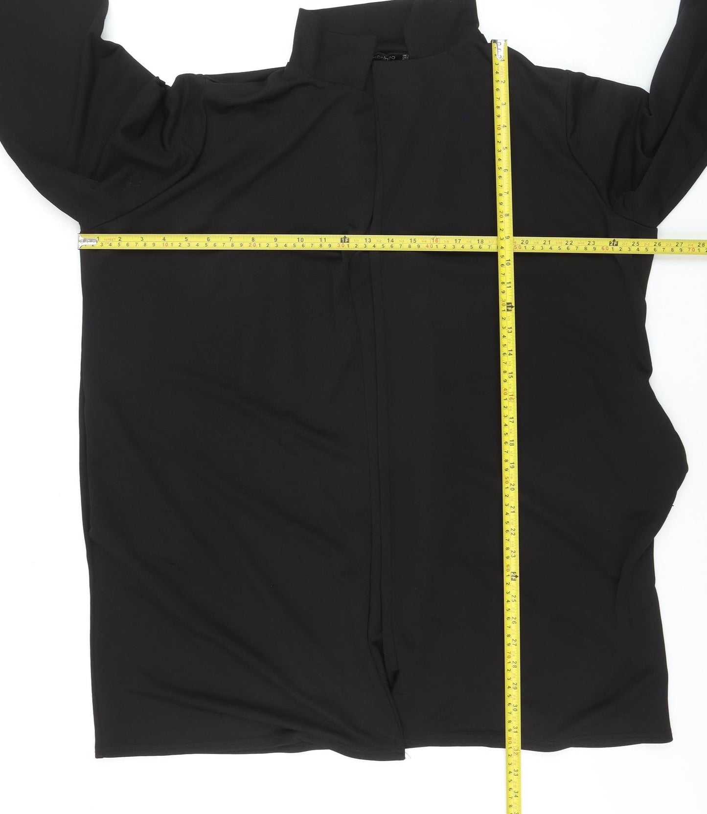 Boohoo Women Black Size 24 High Neck Short Sleeve Cardigan