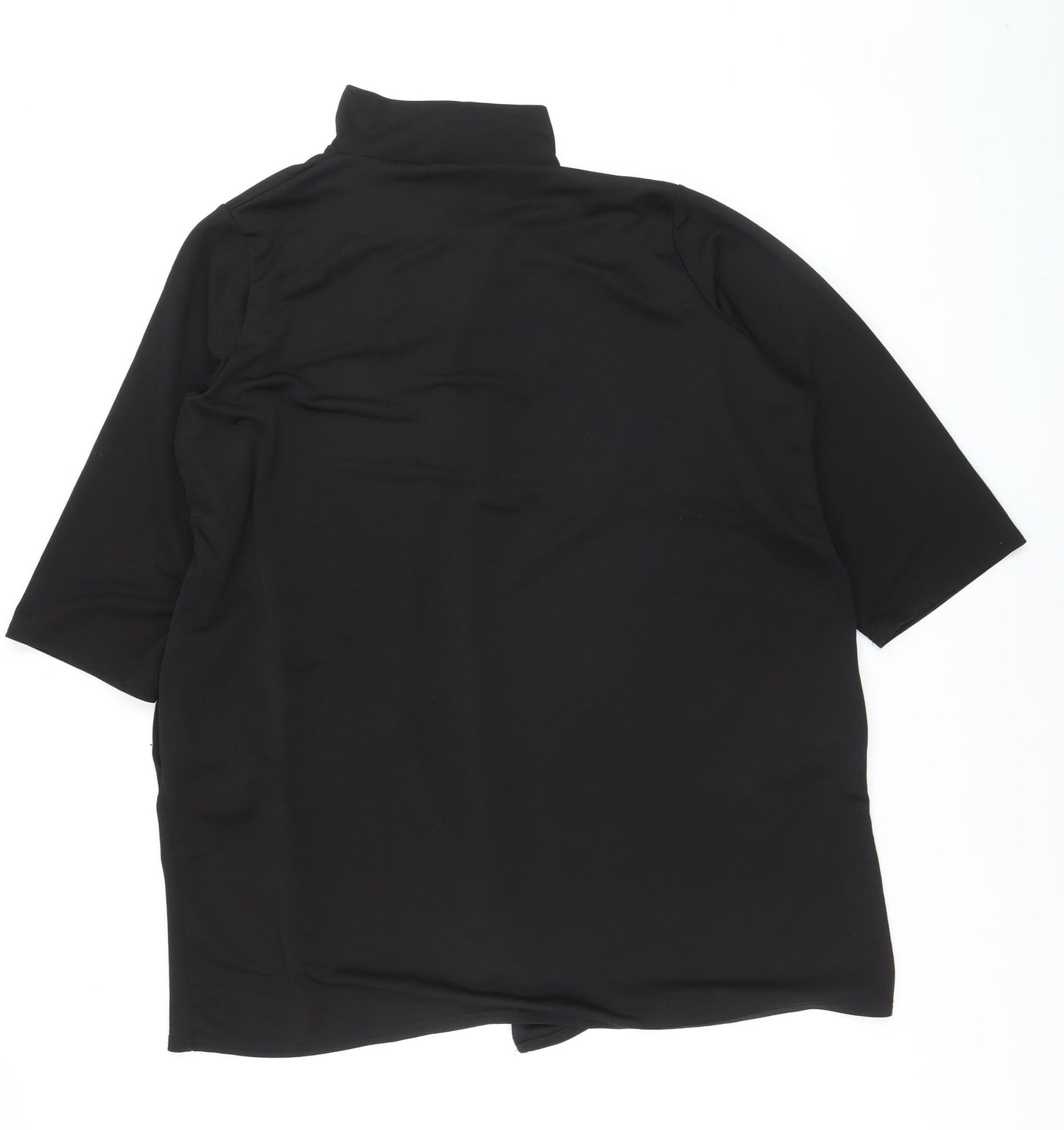 Boohoo Women Black Size 24 High Neck Short Sleeve Cardigan