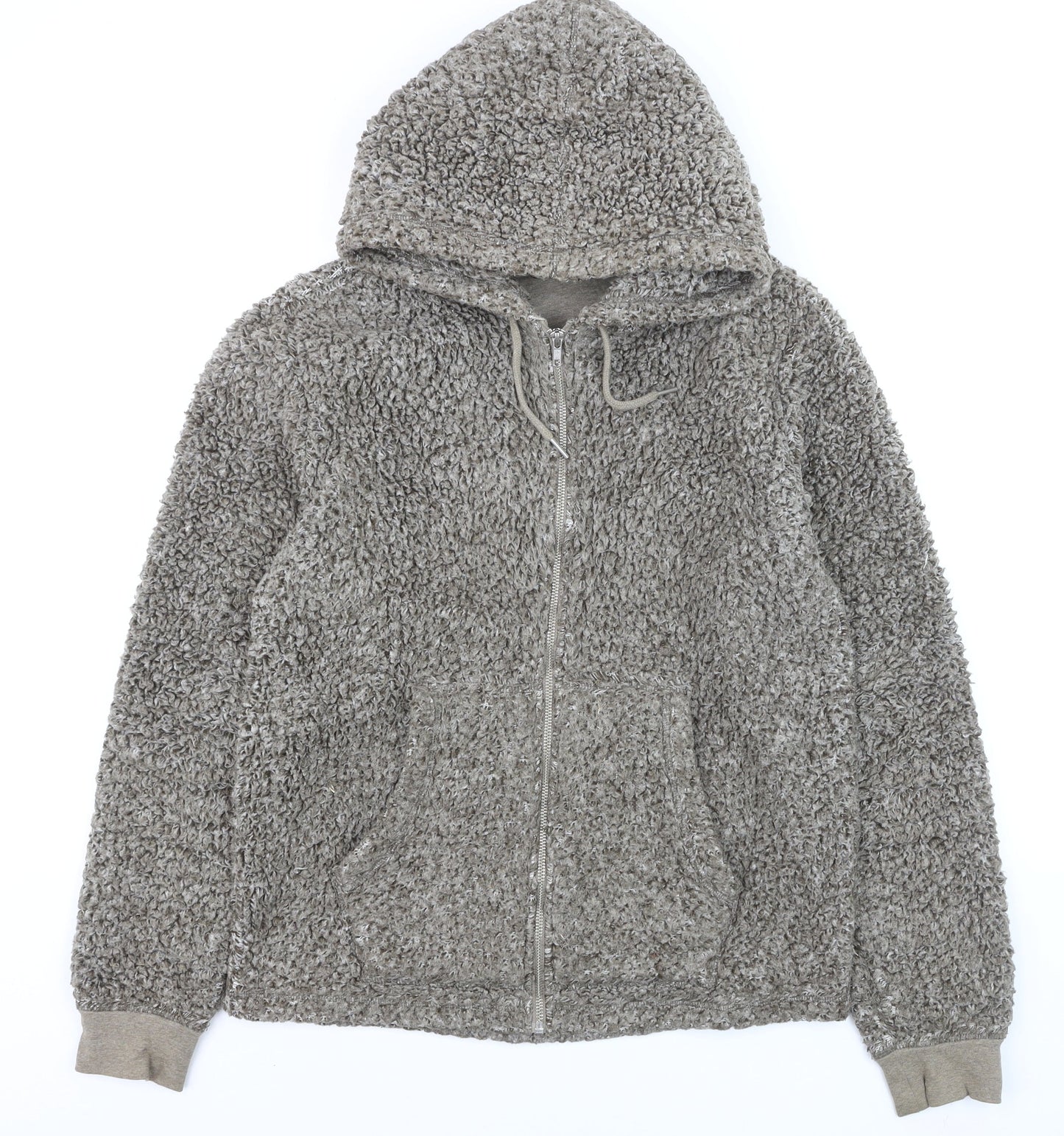 Next Women Grey Hooded Fleece Zip Jacket Size S