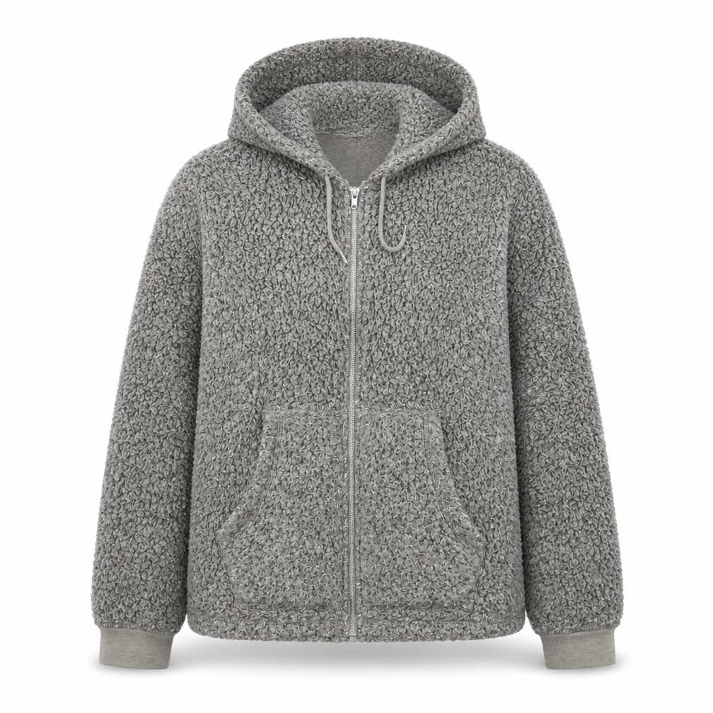 Next Women Grey Hooded Fleece Zip Jacket Size S