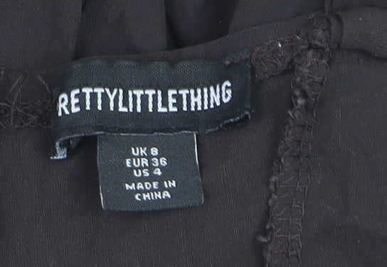 PrettyLittleThing Womens Black Midi Slip Dress Size 8 Adjustable Straps