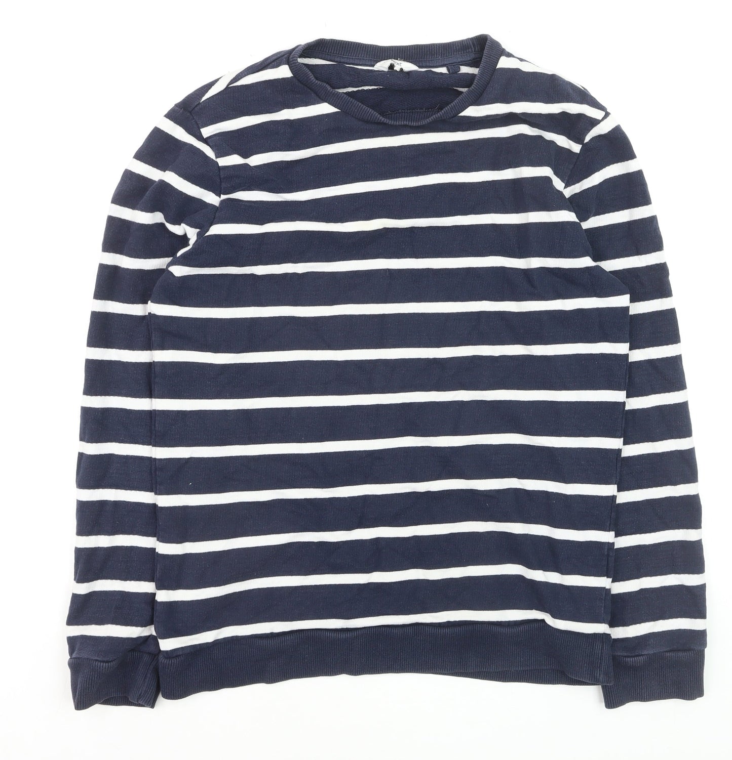 Next Women's Blue Striped Cotton Crew Neck Pullover Jumper Size S