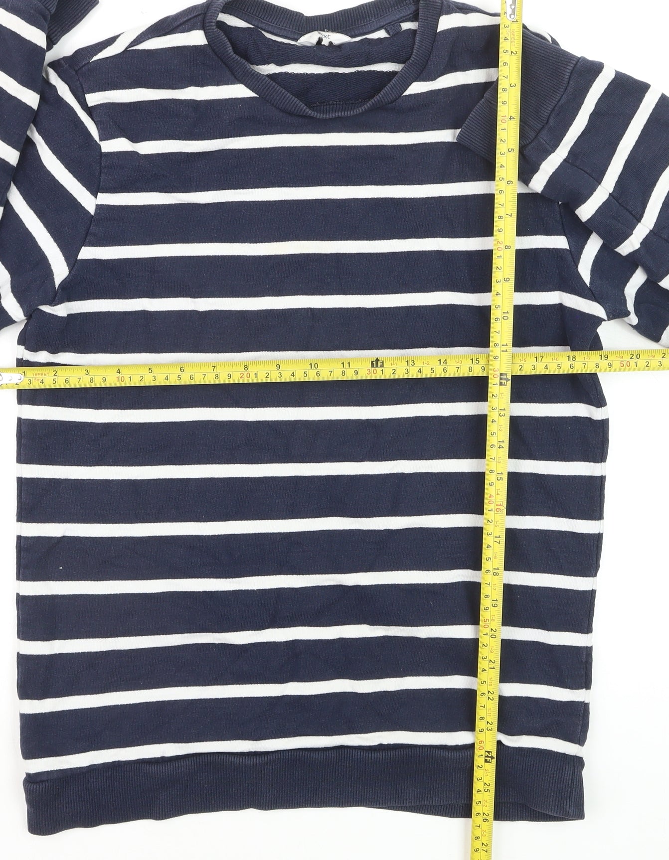 Next Women's Blue Striped Cotton Crew Neck Pullover Jumper Size S