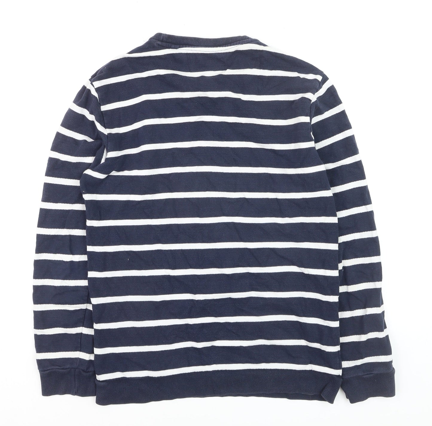 Next Women's Blue Striped Cotton Crew Neck Pullover Jumper Size S