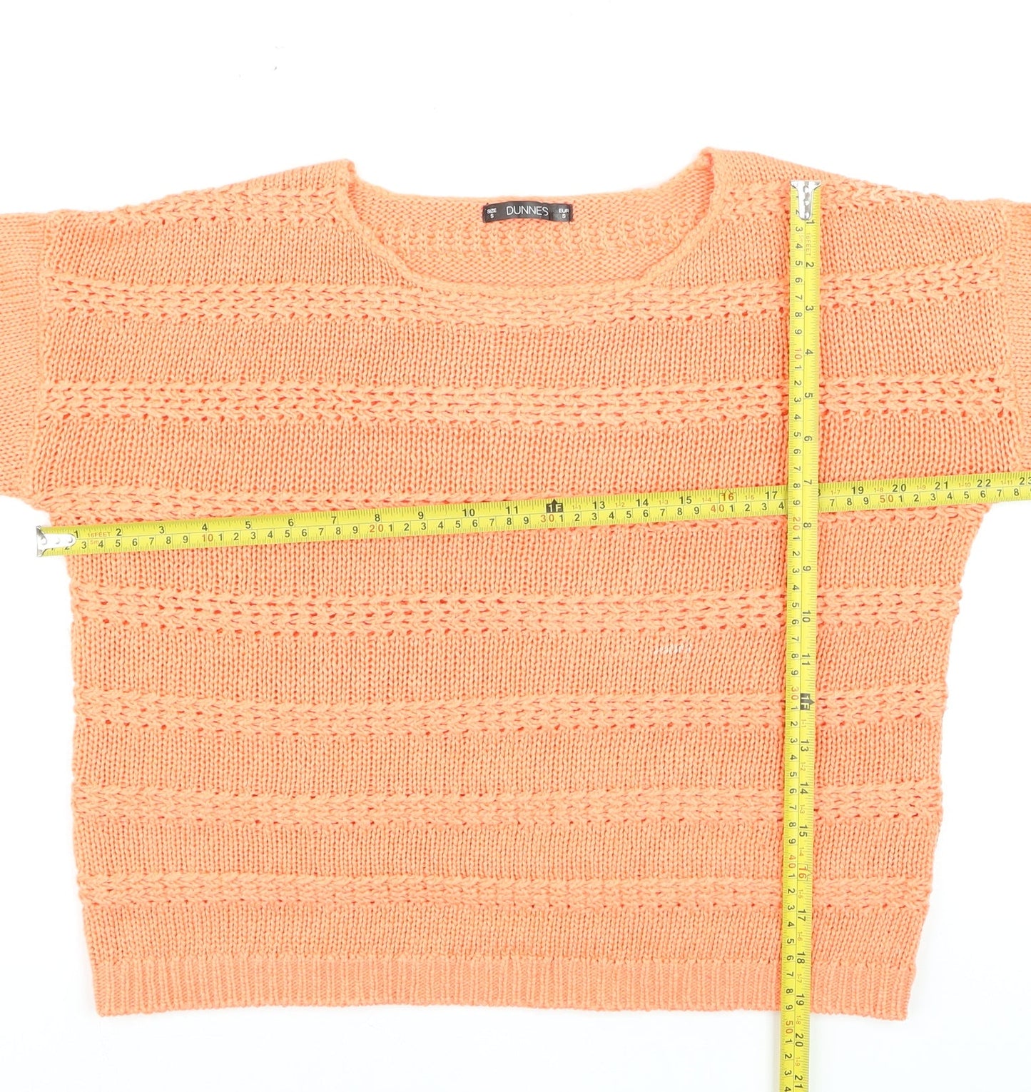Dunnes Women's Orange Short Sleeve Knit Pullover Jumper Size S