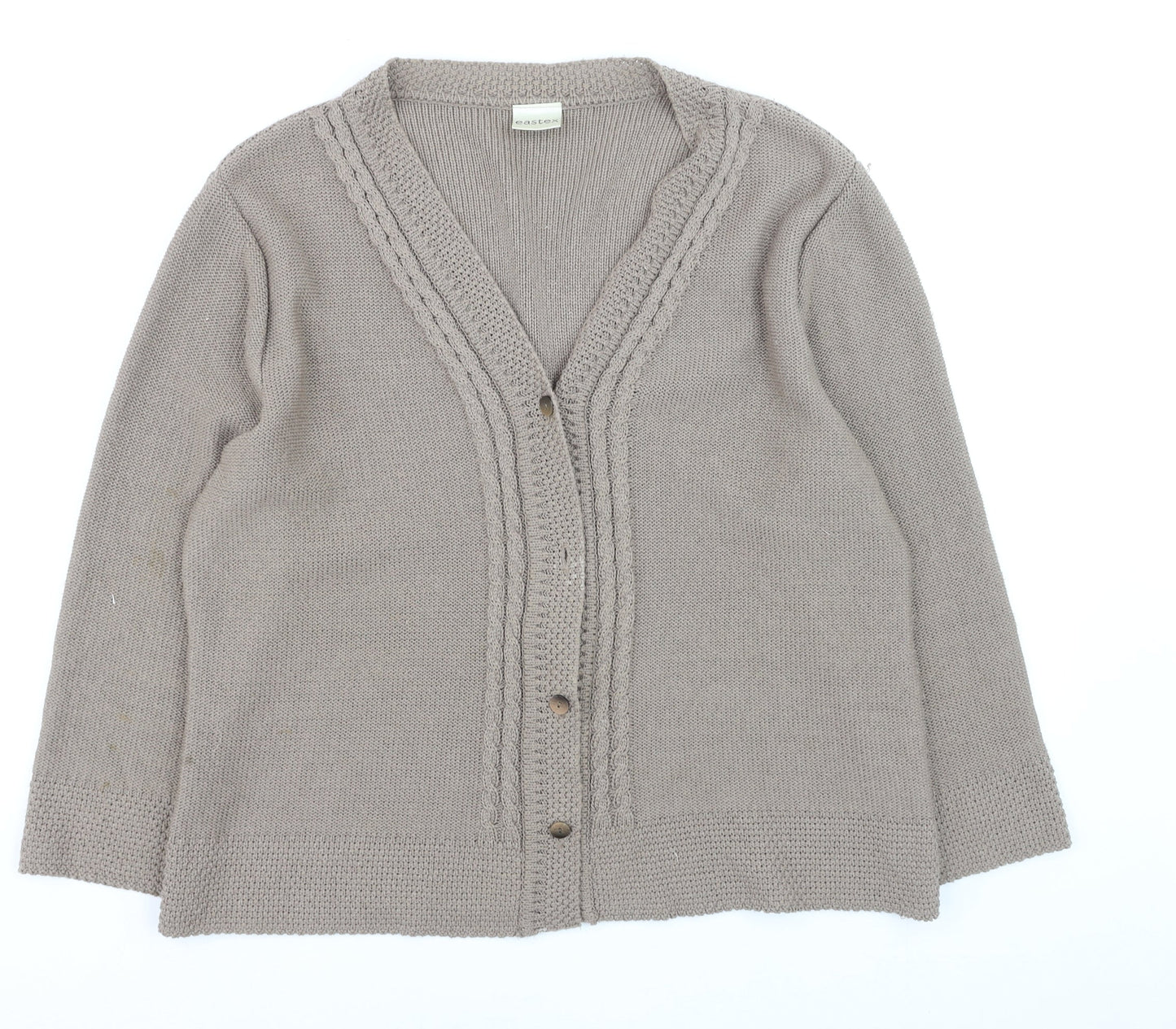 Eastex Women Beige Acrylic Cable-Knit Cardigan Size 16