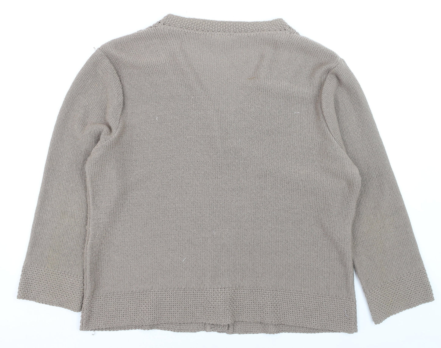 Eastex Women Beige Acrylic Cable-Knit Cardigan Size 16