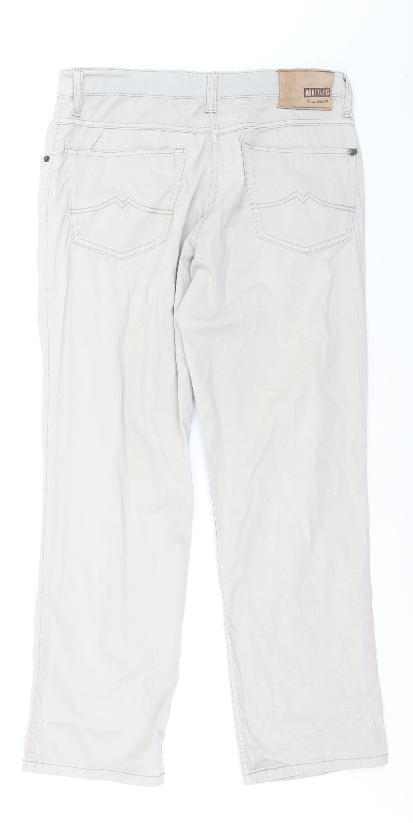 Mustang Men's Beige Tramper Slim Fit Straight Leg Jeans W34 L32