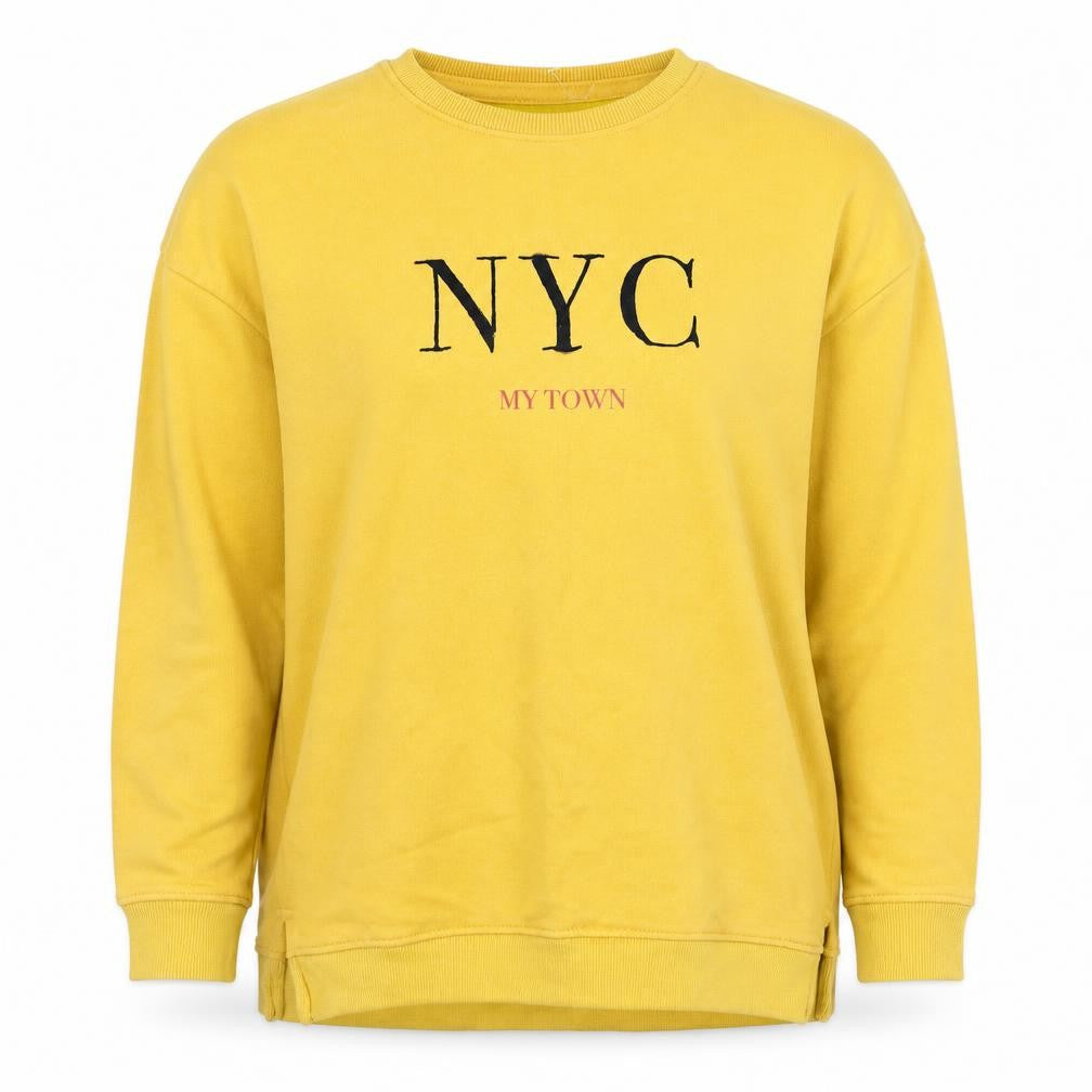 Pull&Bear Women Yellow NYC Crew Neck Pullover Jumper Size 10