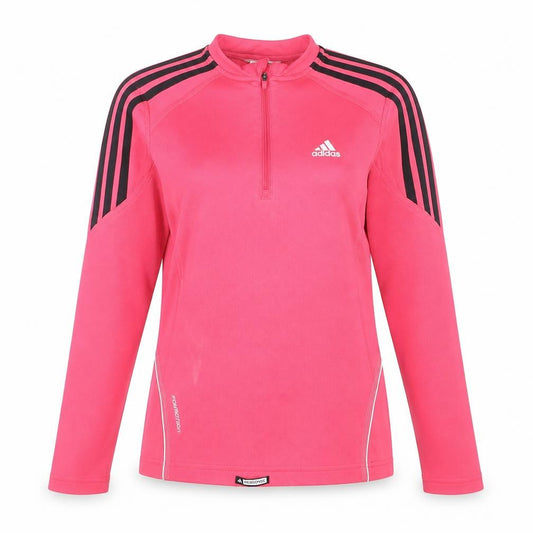 Adidas Womens Pink 1/4 Zip Long Sleeve Pullover Sweatshirt Size 12
