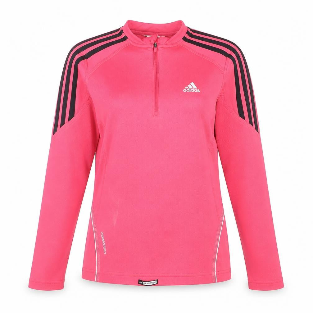 Adidas Womens Pink 1/4 Zip Long Sleeve Pullover Sweatshirt Size 12