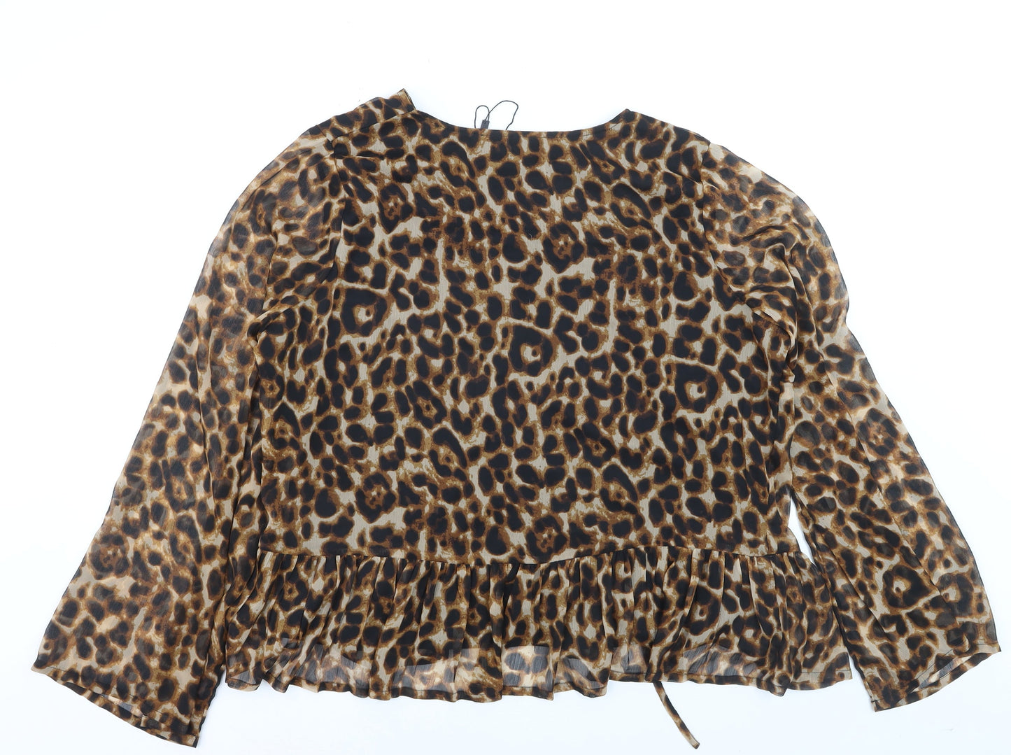 Boohoo Women’s Leopard Print Wrap Blouse UK 22 Long Sleeve Plus Size