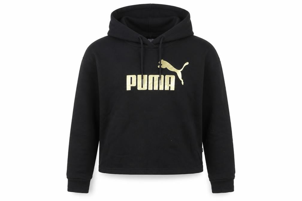 Puma Boys Black Gold Logo Pullover Hoodie Size S