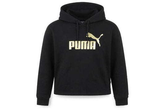 Puma Boys Black Gold Logo Pullover Hoodie Size S
