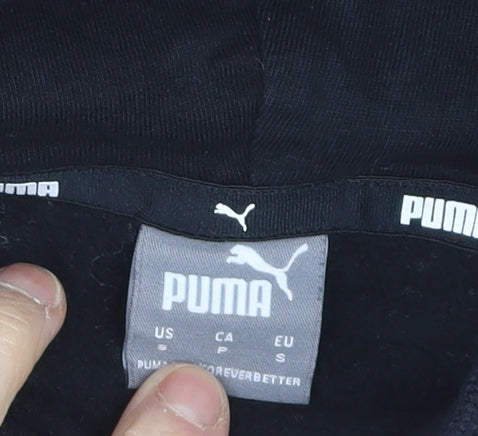 Puma Boys Black Gold Logo Pullover Hoodie Size S